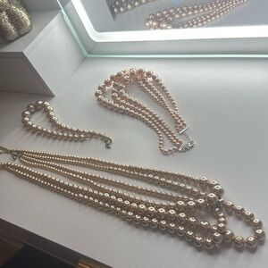 Set of 3 Pale a pink Pearl necklaces